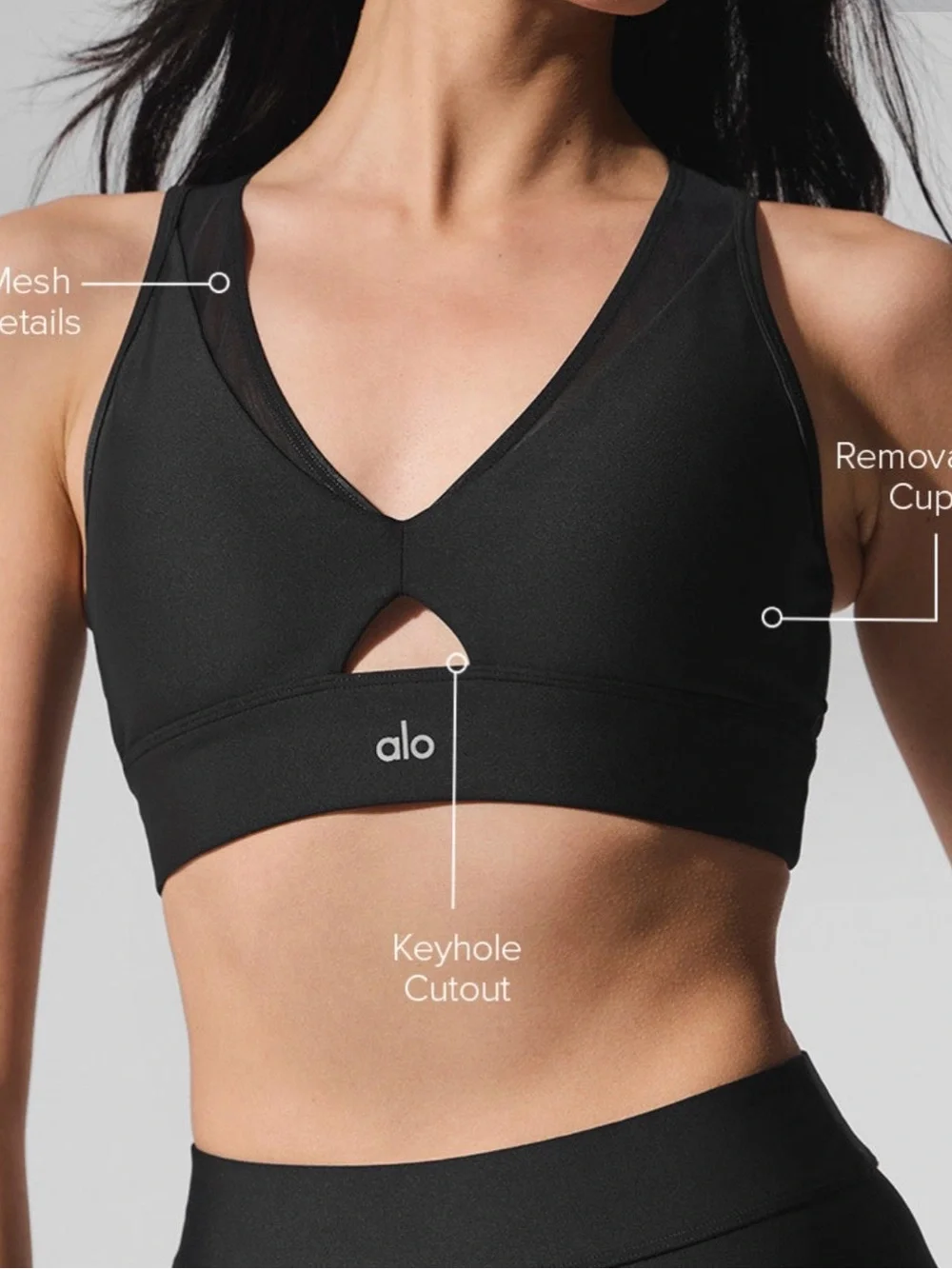 Alo Yoga Airlift Mesh Just Right Bra - Black S Authentic NWT